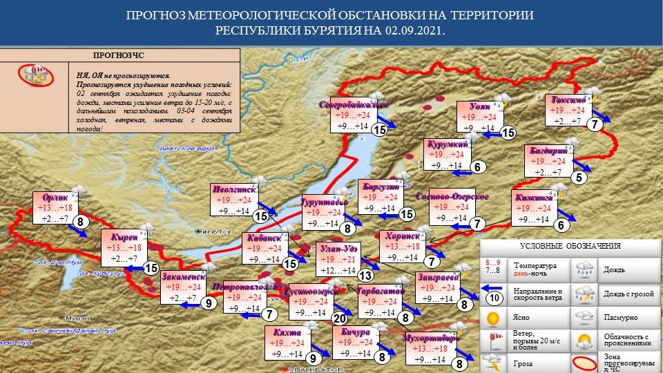 Прогноз возможных ЧС на 02.09.2021 - Оперативная информация - Главное управление МЧС России по Республике Бурятия